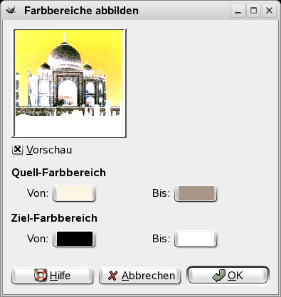 Eigenschaften für das Filter Farbbereich abbilden